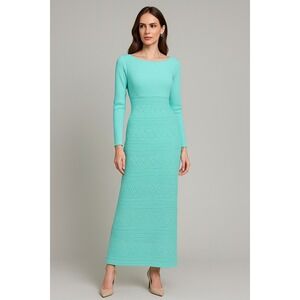 Vintage Paula Brooks Maxi Dress Womens S Green Designer Timeless Elegant Evening